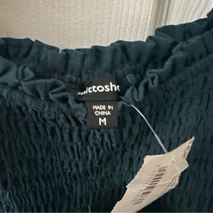 Dark Green Smocked Off Shoulder Dress Women M